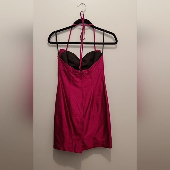 Silk iridescent purple dress with large bow - Picture 4 of 5